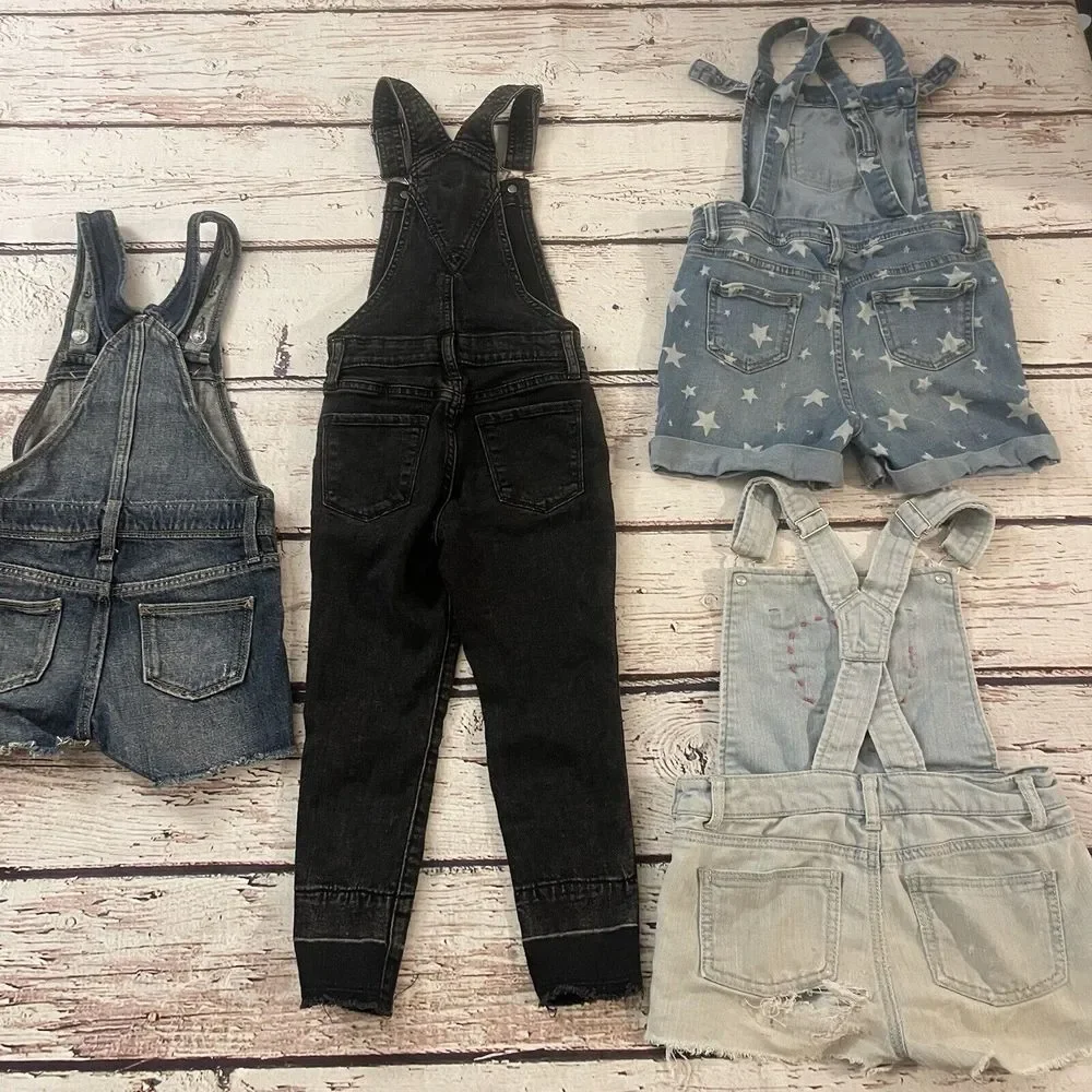 Gap Cherokee Old‎ Navy Cat & Jack Denim Girls Denim Overalls Size Small Lot of 4